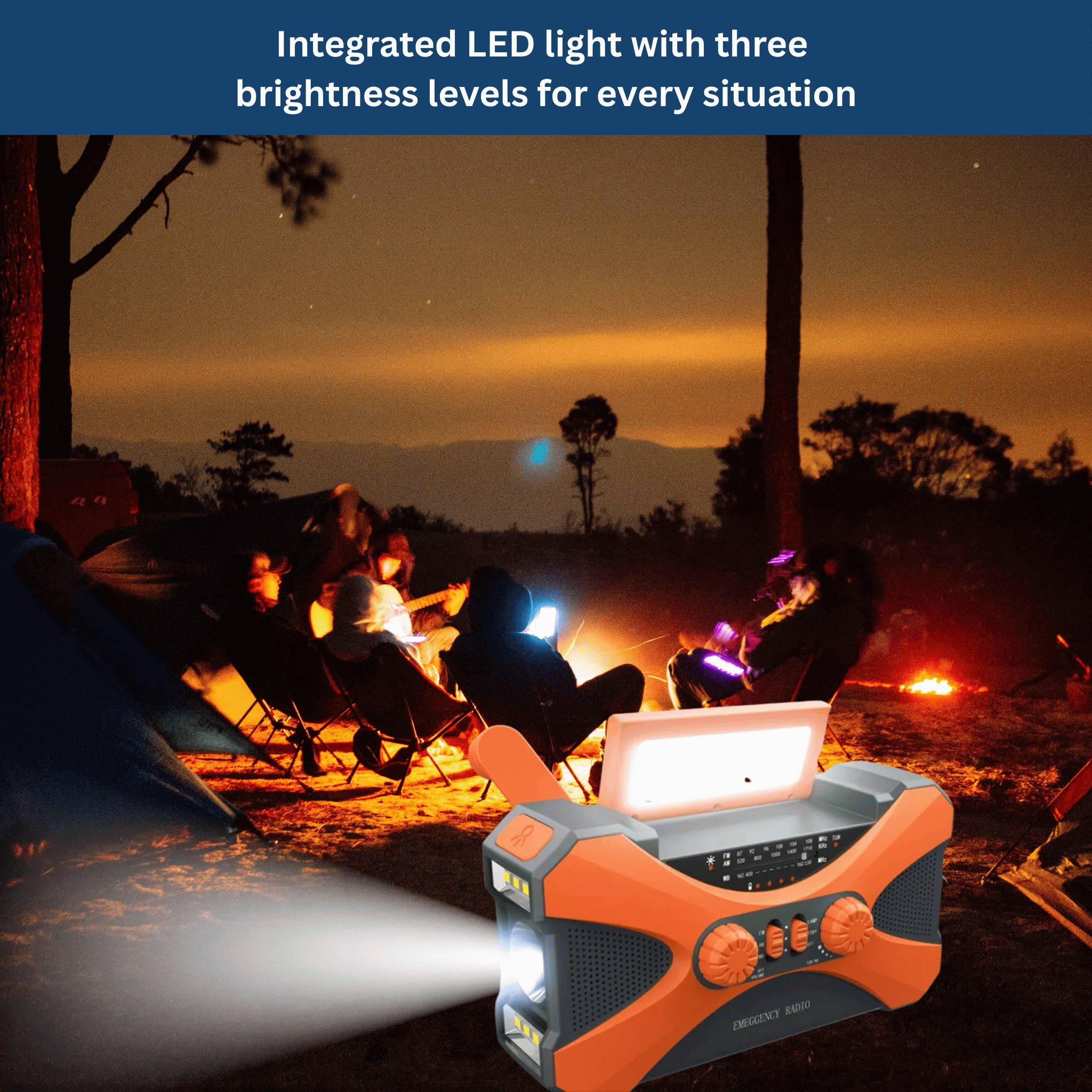 Power Emergency Radio 10,000 mAh – Solar, Hand Crank, LED & SOS