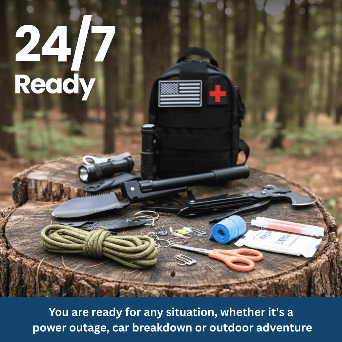 Tactical Emergency Backpack – 30+ Survival Tools in One Compact Kit
